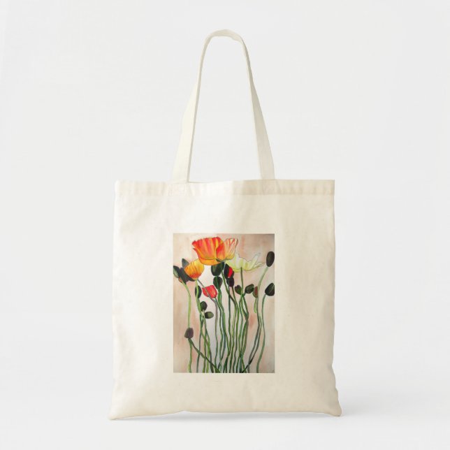 Tote Bag Orange Populaires fleurs aquarelle art (Devant)