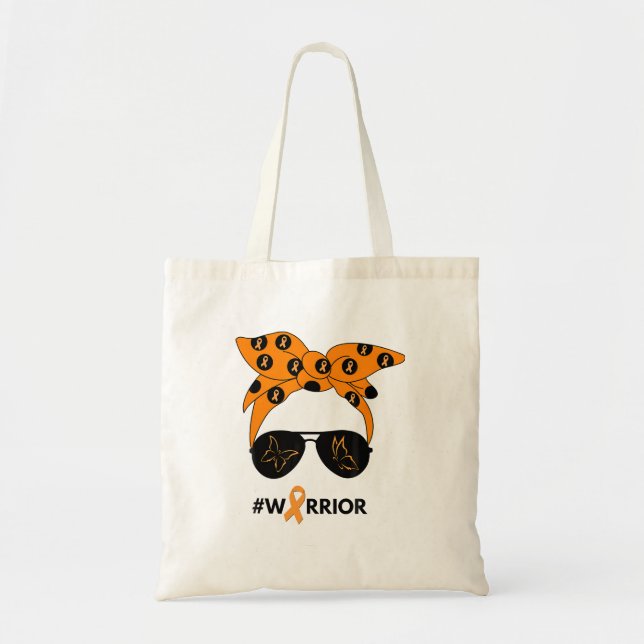 Tote Bag Orange Ruban Rein Cancer Guerrier Bandana Unbre (Devant)