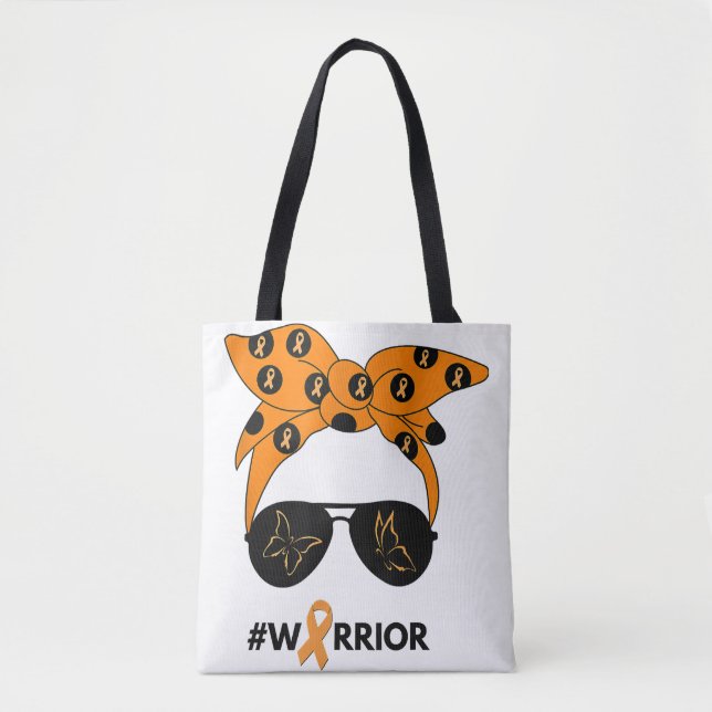 Tote Bag Orange Ruban Rein Cancer Guerrier Bandana Unbrea (Devant)