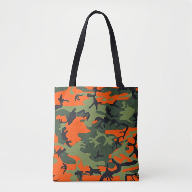 Tote Bag Orange, Vert, Camouflage Camouflage Noir (Devant)