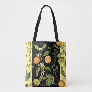 Tote Bag Oranges et citrons Vintages à l'accent jaune