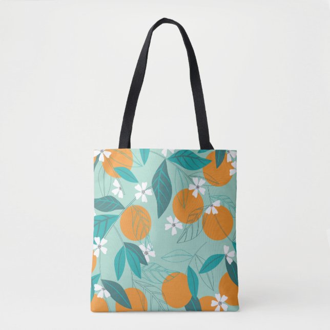 Tote Bag Oranges florissantes en feuille. illustration (Devant)