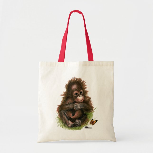 Tote Bag Orangutan Baby and Butterfly (Devant)