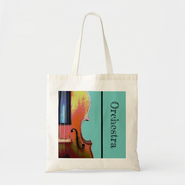 Tote Bag Orchestre de violon musical Turquoise vert (Devant)