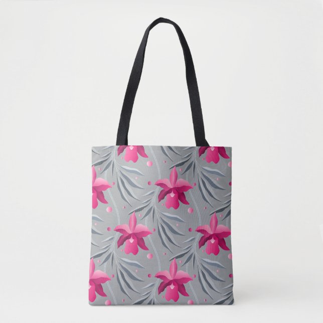 Tote Bag orchidée avec feuilles dansants (Devant)