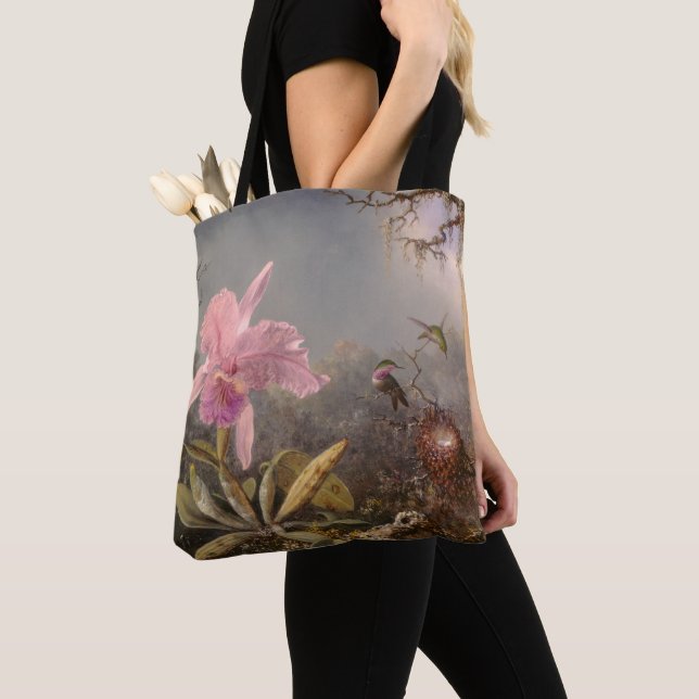 Tote Bag Orchidée de Cattleya et trois colibris (De près)