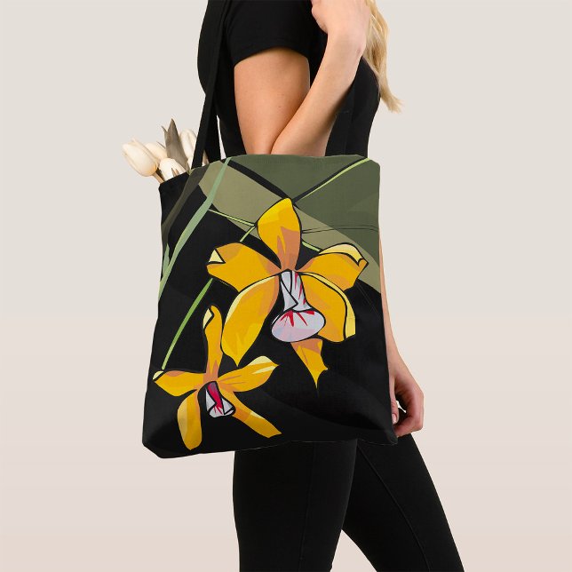 Tote Bag Orchidée jaune Fleur tropicale Botanique (Créateur téléchargé)