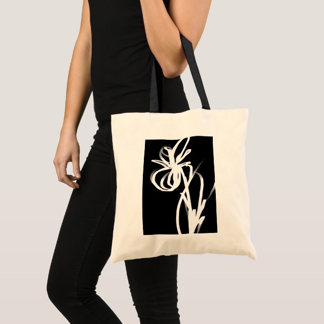Tote Bag Orchidée Noir : Abstrait noir et blanc (Devant (produit))