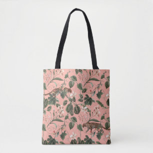 Tote Bag Orchidée tropicale, papillons : aquarelle exotique