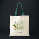 Tote Bag Orchidées aquarelles et Kumquats Bridesmaid<br><div class="desc">Un sac fourre-tout floral,  élégant et spectaculaire,  avec bouquet d'orchidées,  verdure et kumquats. Personnalisez en ajoutant des noms ou des phrases courtes. Ce sac fourre-tout d'orchidées sera parfait comme cadeau personnalisé.</div>
