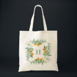 Tote Bag Orchidées aquarelles et monogramme de kumquats<br><div class="desc">Le parfait sac fourre-tout tropical pour cet été. Il présente un cadre floral aquarelle d'orchidées blanches,  de kumquats et de verdure. Personnalisez en ajoutant votre propre monogramme. Ce sac fourre-tout à monogramme orchidée sera parfait comme cadeau personnalisé.</div>