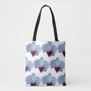 Tote Bag Orchidées blanches et violettes sur un imprimé par