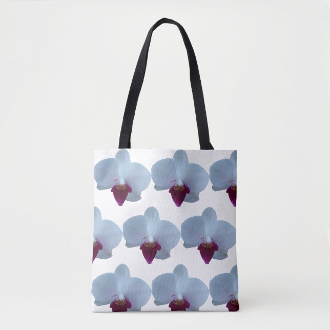Tote Bag Orchidées blanches et violettes sur un imprimé par (Devant)
