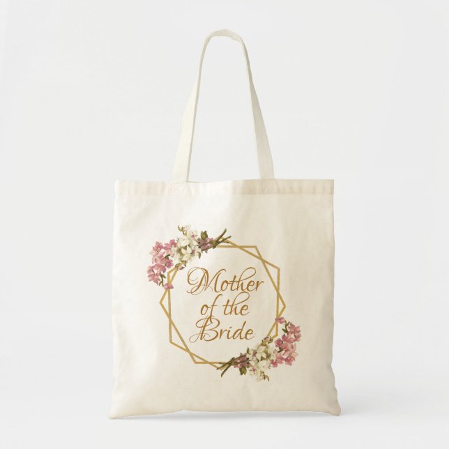 Tote Bag Orchidées Géométriques Or Doré Mère de la Mariée (Devant)