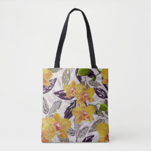 Tote Bag Orchidées jaunes oranges.