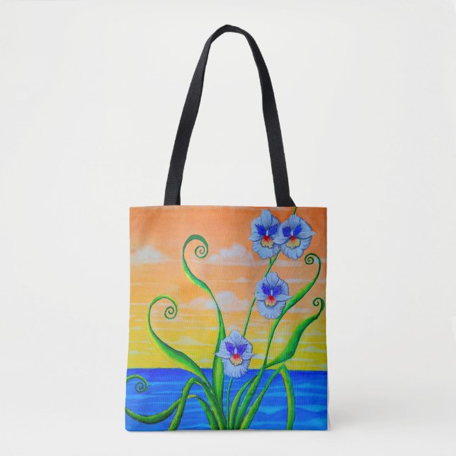 Tote Bag Orchidées océaniques couchers de soleil (Devant)