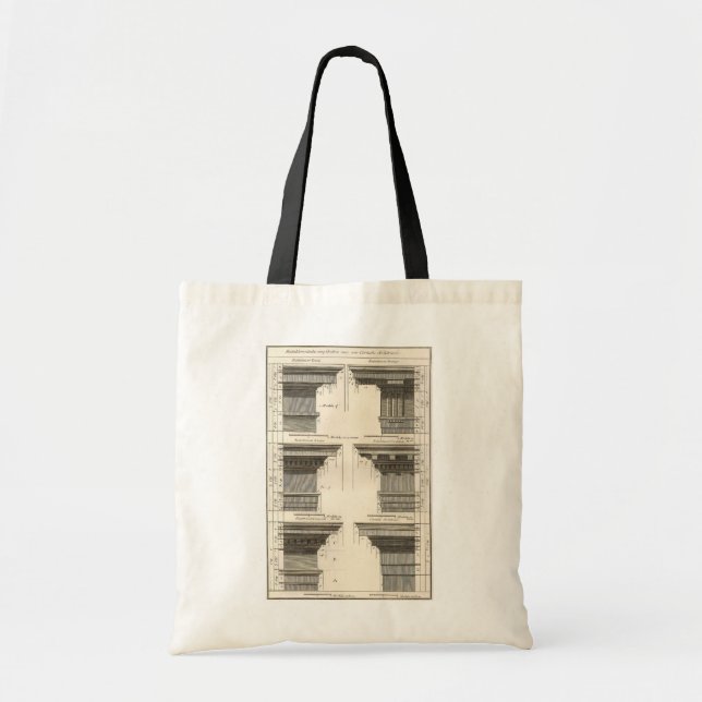 Tote Bag Ordres d'architecture, Entablatures Vintages (Devant)