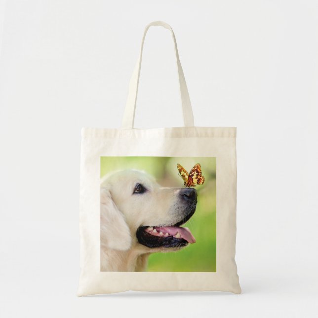 Tote Bag Oreiller À Lancer Du Labrador Et Du Papillon (Devant)