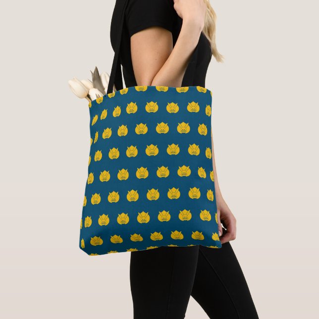 Tote Bag Oriental Jaune Bleu foncé Japon Lapin Mon Art (De près)