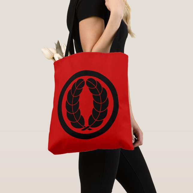 Tote Bag Oriental Rouge Noir Nakagawa Japon Kamon Mon Art (De près)