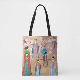 Tote Bag Orientale fille en retro costumejapanese, chinois,