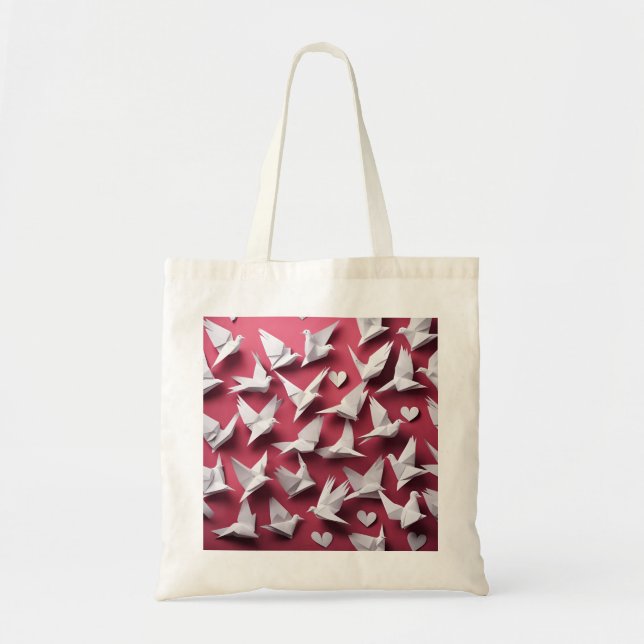 Tote Bag Origami Art - Symphonie des ailes blanches : les c (Devant)