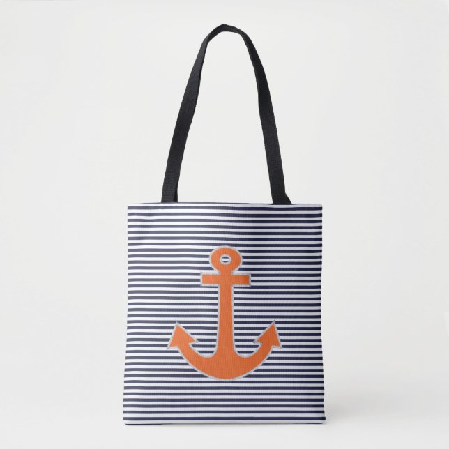 Tote Bag Original Embroidery Anchor Capitaine Nautical (Devant)