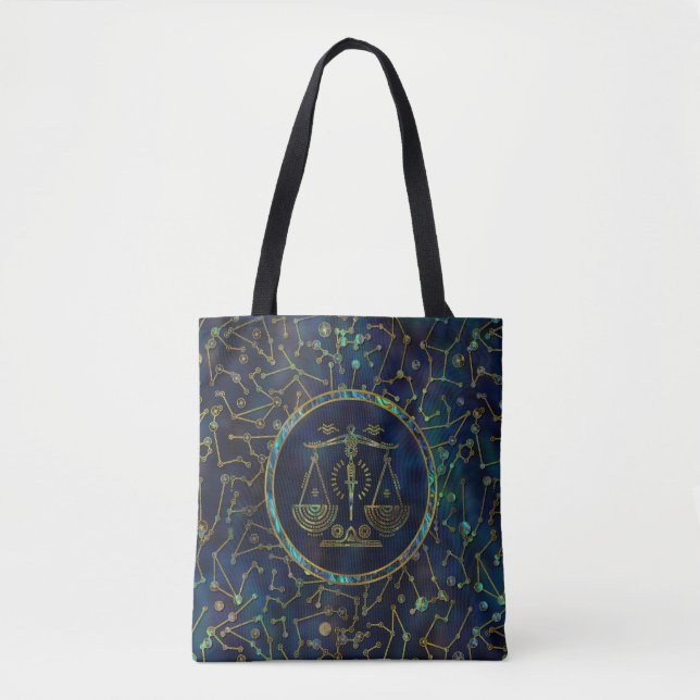 Tote Bag Ormeau d'or de zodiaque de Balance sur la (Devant)