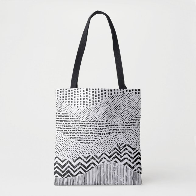 Tote Bag Ornament noir blanc Wavwork (Devant)