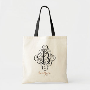 Tote Bag Ornement Monogramme Enjolivé Initiale Personnalisé