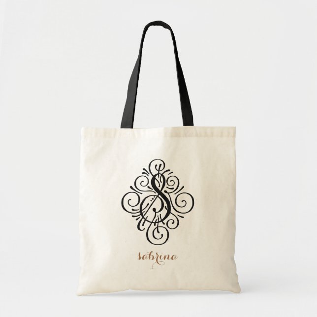 Tote Bag Ornement Monogramme Personnalisé avec Enjolivure I (Devant)