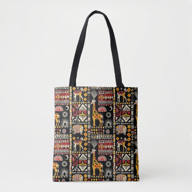 Tote Bag Ornement traditionnel ethnique africain, patte tri (Devant)