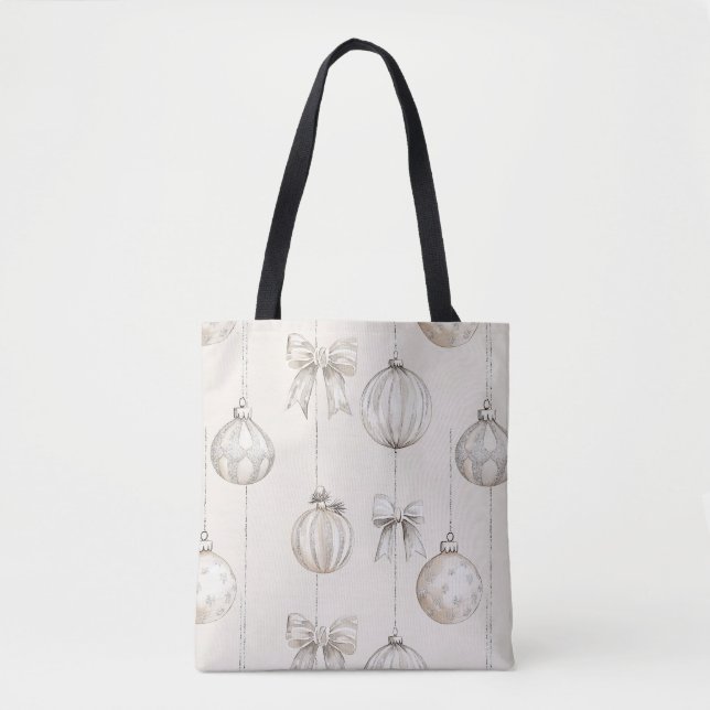 Tote Bag Ornements de Noël à la crème chic (Devant)