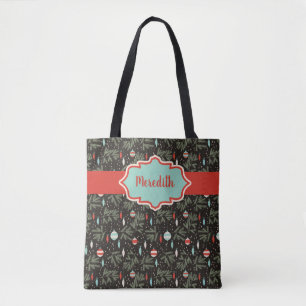 Tote Bag Ornements de Noël Rétro Personnalisés Motifs