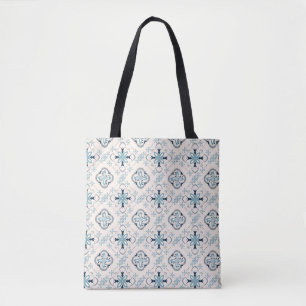Tote Bag ornements marocains bleu crème ethnique design Est