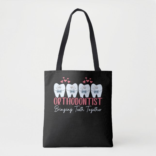 Tote Bag Orthodontiste qui rassemble les dents (Devant)