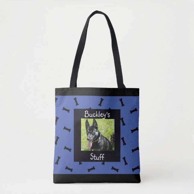 Tote Bag Os de chien bleu personnalisé de photo d'animal (Devant)