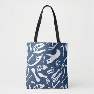Tote Bag Os de dinosaure (bleu)