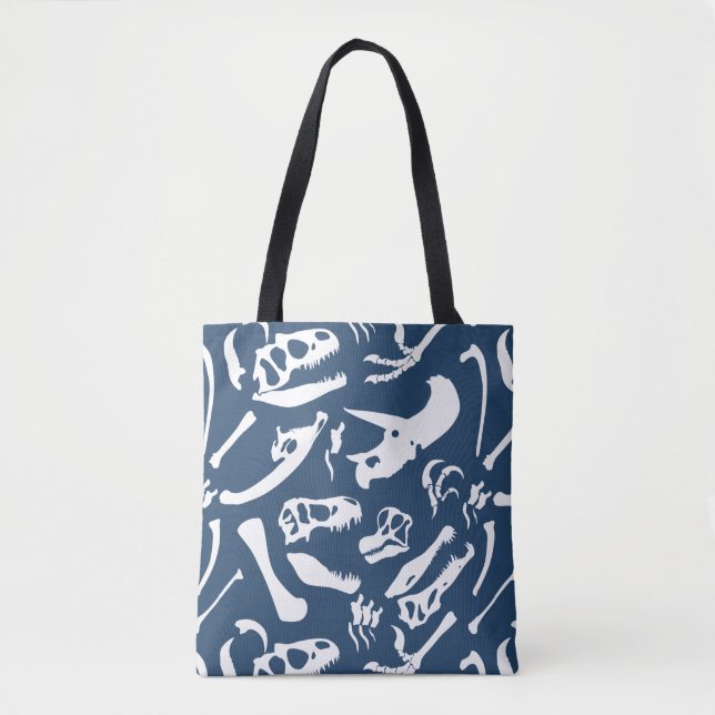 Tote Bag Os de dinosaure (bleu) (Devant)