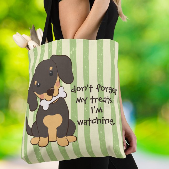 Tote Bag Os de teckel à rayure verte (Créateur téléchargé)