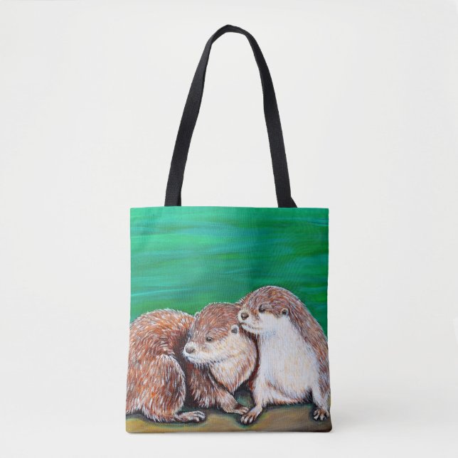 Tote Bag Otter Best Friends Peinture (Devant)