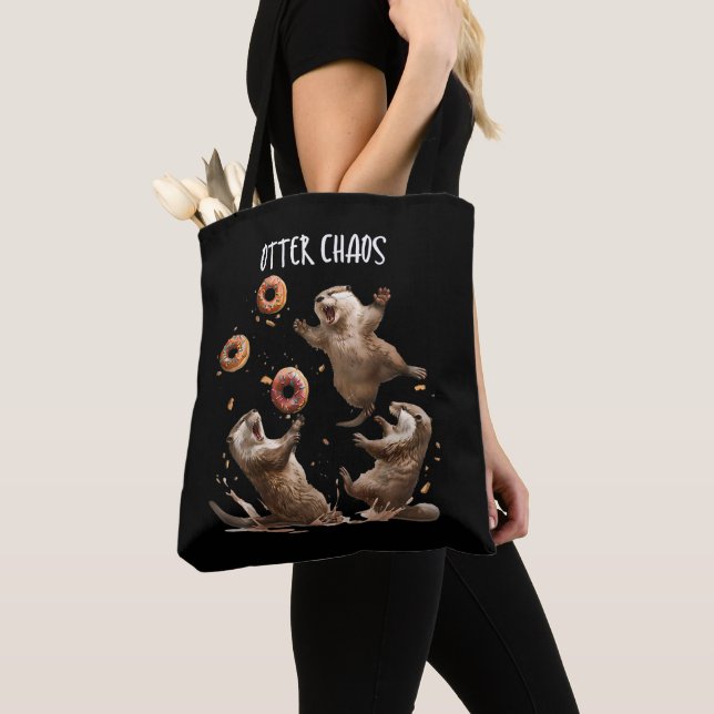 Tote Bag Otter Chaos Drôle Bagel Combattre Des Loutres De M (De près)