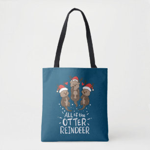 Tote Bag Otter Reindeer Deer Noël Noël Noël Cadeau Cadeau p