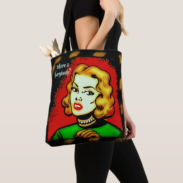 Tote Bag Où Est Tout Le Monde ? Style de bande dessinée rét (De près)