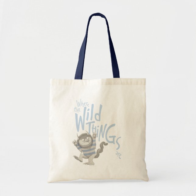 Tote Bag Où sont les monstres Citation - Bleu (Devant)