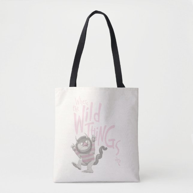 Tote Bag Où sont les monstres Citation - Rose (Devant)