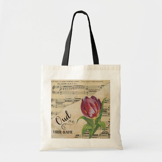 Tote Bag Oud Tulip Partition Vintage Musique Customisée (Devant)