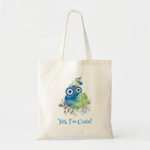 Tote Bag Oui, je suis mignonne ! Design coloré d'oiseaux bl