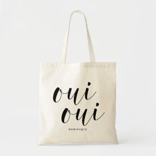 Tote Bag Oui Oui Noir Moderne Calligraphie Personnalisée