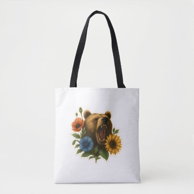 Tote Bag Ours aux fleurs (Devant)